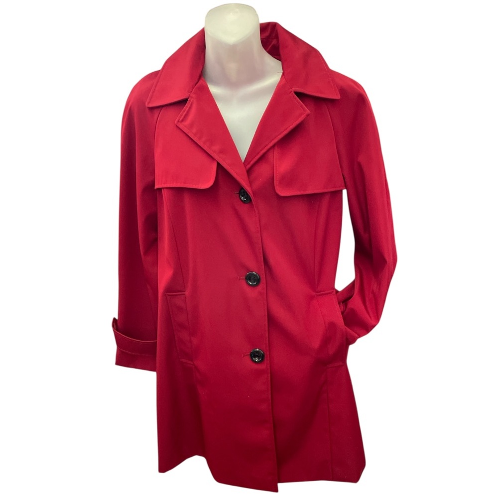 Calvin Klein hooded red rain coat size small trench coat